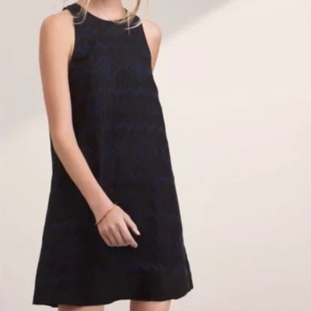 Wilfred Aritzia Trompette A-Line Sleeveless Dress Black Linen Embroidery XXS
